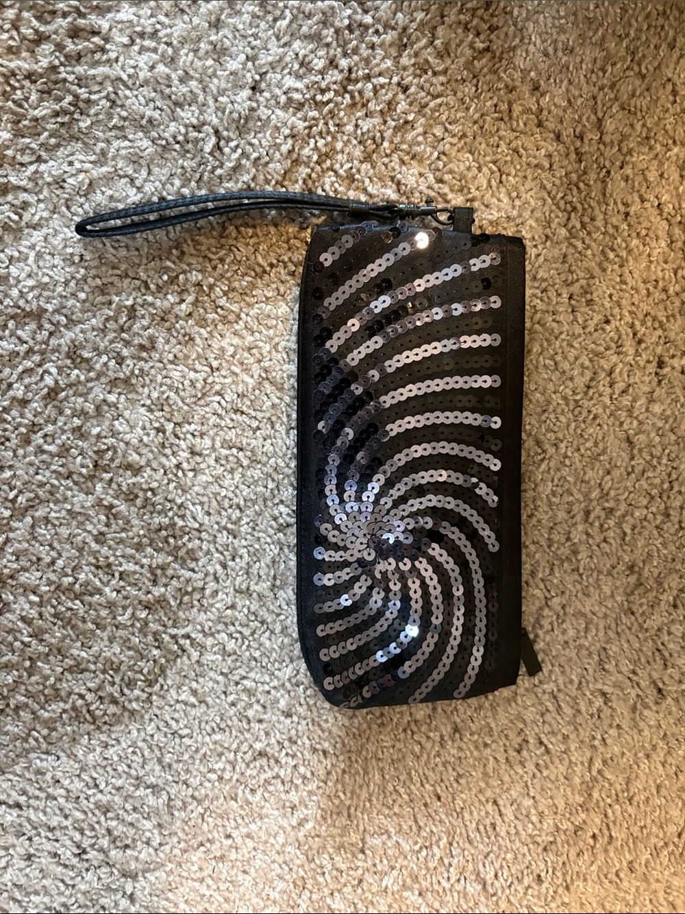 Sephora black sequin wristlet